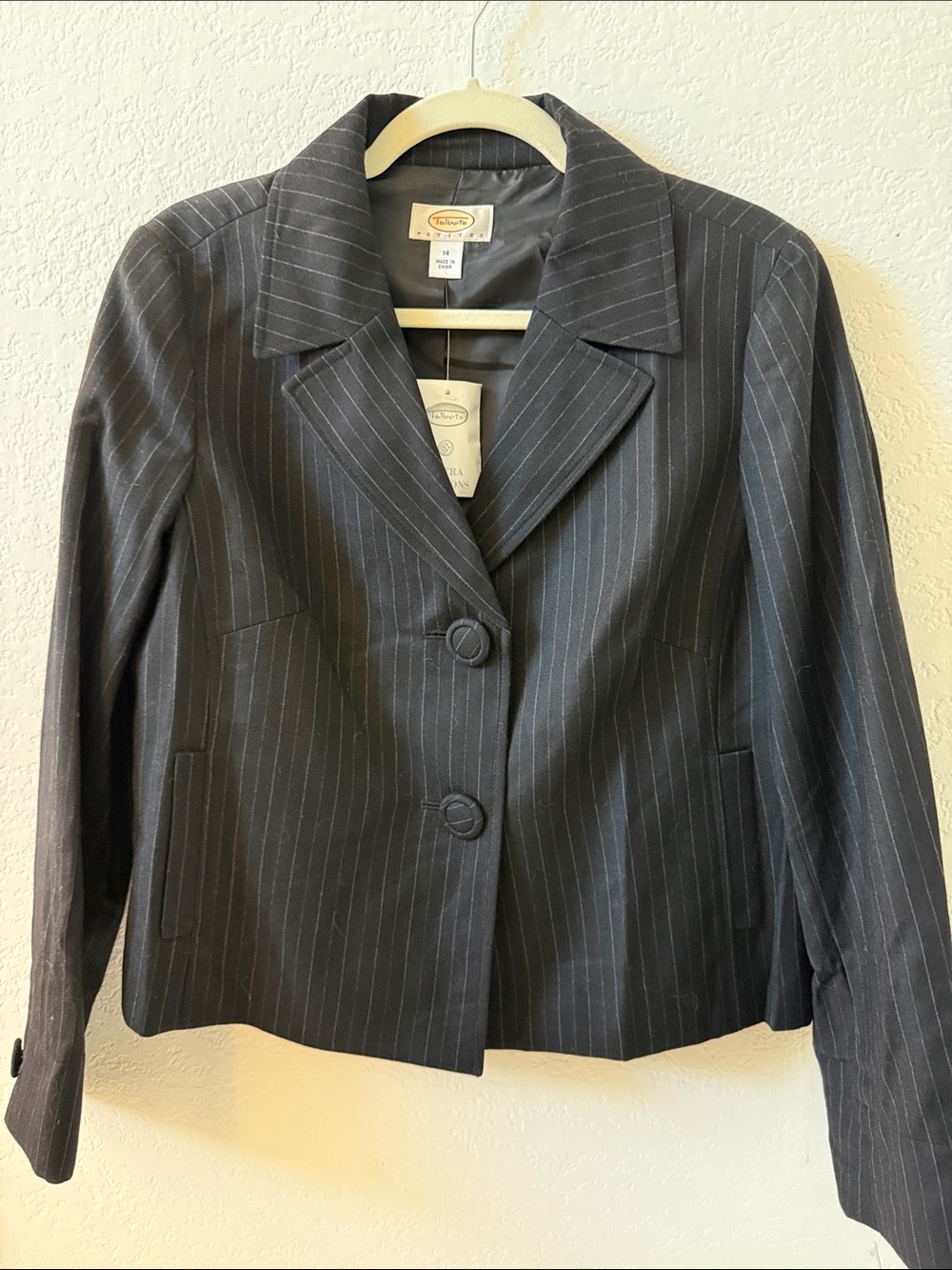 Talbots Women's Black Pinstripe Tailored Pantsuit NWT